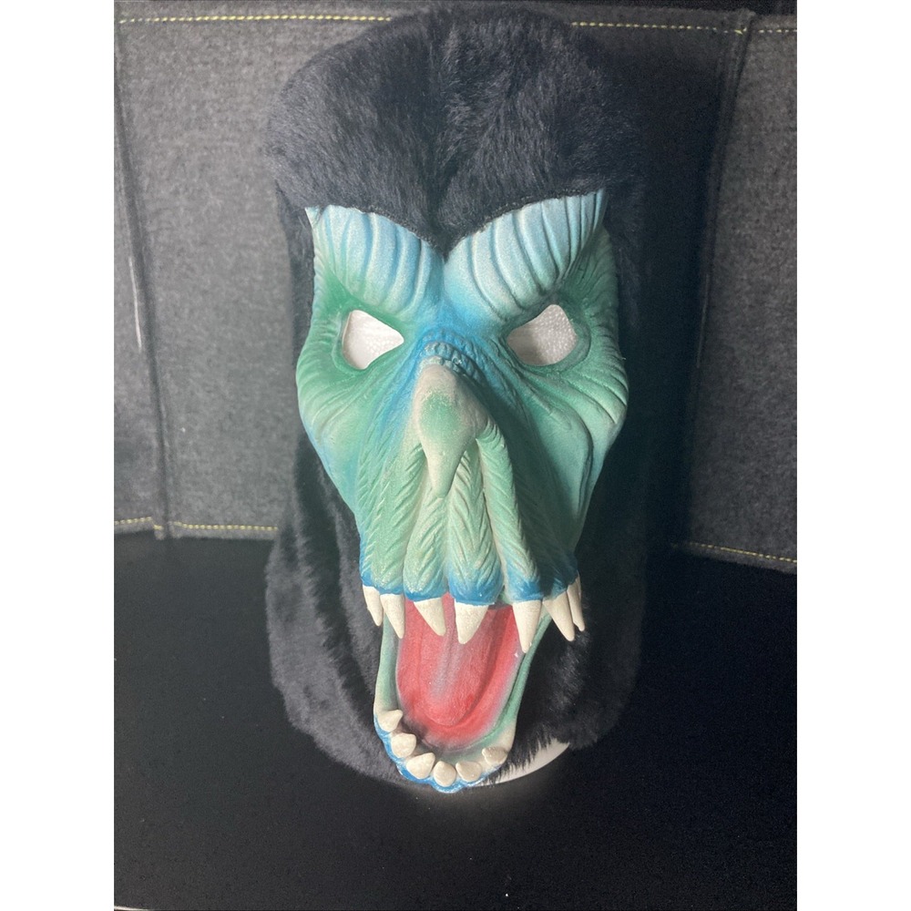 Topstone Fang Face Monster Mask Rare Vintage Costume GreenBlue Black